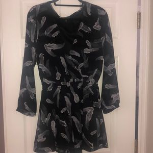 Express - Feather print sheer long sleeve romper